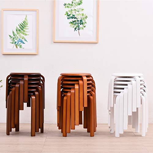 Set 4 scaune dining IBUYKE, din lemn, suprapozabile, cu talpa antiderapanta, ideale pentru bucatarie, sala mese sau pub, alb, model RF-717-4