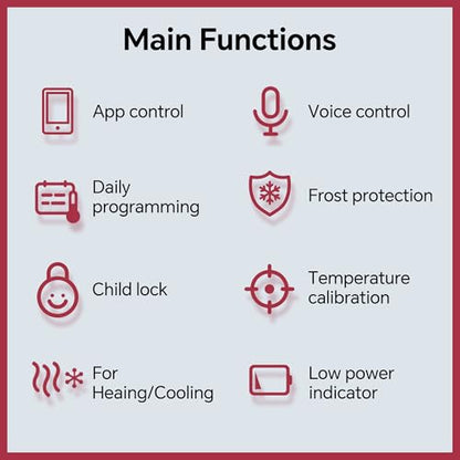 Termostat WiFi pe baterii cu 2 fire pentru centrala pe gaz, programare zilnica Tuya, compatibil Google Assistant si Alexa, W506 3A, montaj doza 503, alb