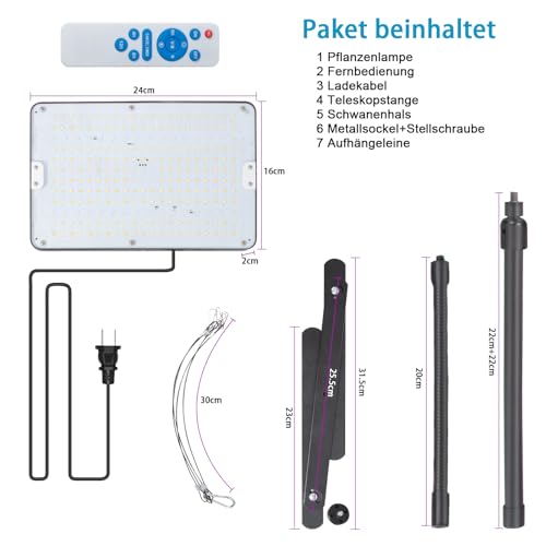 Lampa LED crestere plante 242 LED cu timer 4/8/12h EWITTTI, telecomanda