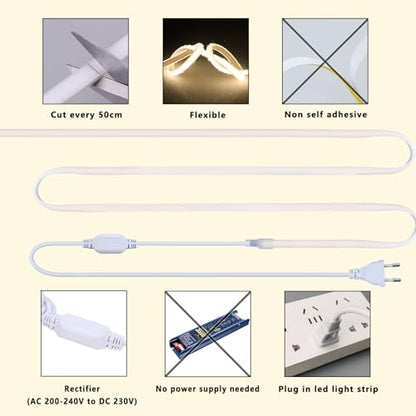 Banda LED COB 20m 4000K IP65 288LED/m 180W - Natural White