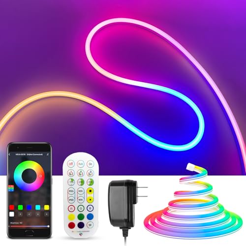 Banda LED Neon 15m RGB + APP + Telecomanda, IP65, 1080 LED-uri