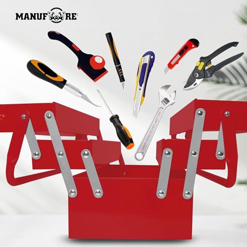 Cutie scule metalica 3 straturi MANUFORE, 5 compartimente, lacat combinat