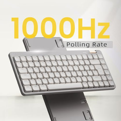 Tastatura mecanica low profile Flow Lite, 84 taste QWERTZ, wireless Bluetooth/2.4G/cablu, switch-uri schimbabile Specter Linear, reincarcabila, compatibila Win/Mac, alba