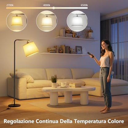 Lampa de podea dimabila cu telecomanda SUWIN, abajur in, soclu E27