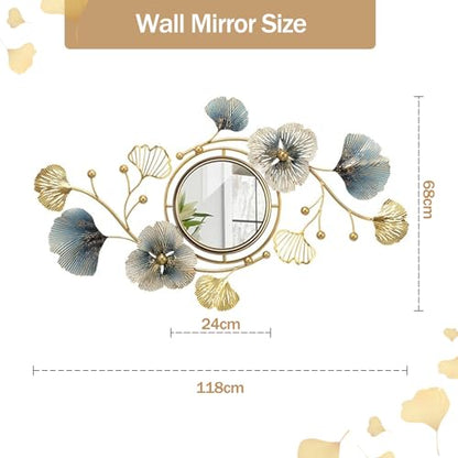 Oglinda decorativa perete Ginkgo Leaf 118x68 cm Creative Metal, design statement