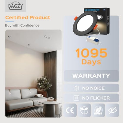 Set 6 Spot LED incastrat 9W IP44 230V negru BAGZY, 900lm, 3 culori lumina