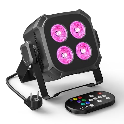 4 x proiectoare LED Disco PAR RGBW, lumini scena 40W cu DMX 4/8CH si telecomanda, spoturi PAR pentru disco, petreceri, DJ, scena, bar, nunta, Halloween, Craciun