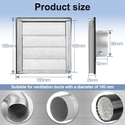 Grila aerisire Ø100mm 4 inch cu supapa sens 304 inox, anti-insecte