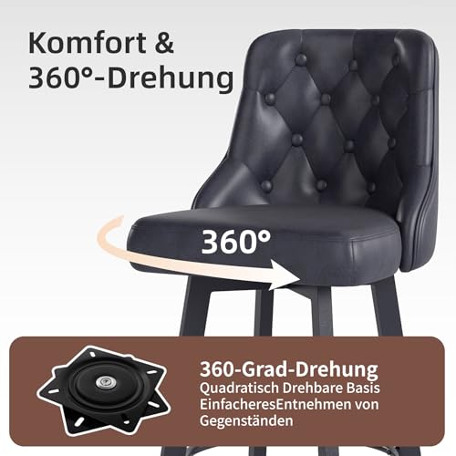 Scaune bar 66.5cm rotative 360° set 2 Youhauchair, PU impermeabil, 150kg