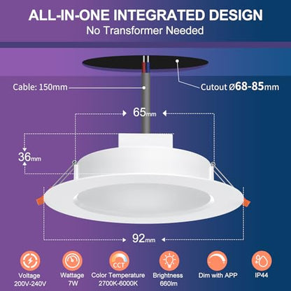 Spot LED incastrat RGB 7W DUSKTEC + Alexa, 2700K-6000K, dimabil