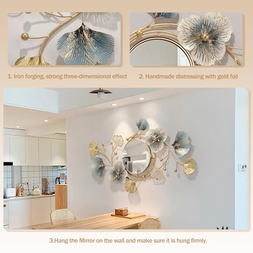 Oglinda decorativa perete Ginkgo Leaf 118x68 cm Creative Metal, design statement
