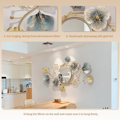 Oglinda decorativa perete Ginkgo Leaf 118x68 cm Creative Metal, design statement