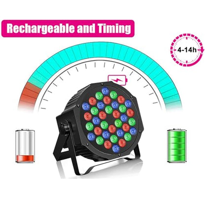Set 4 Proiectoare LED RGB cu baterie 36 LED + telecomanda, 7 moduri, lumina dinamica