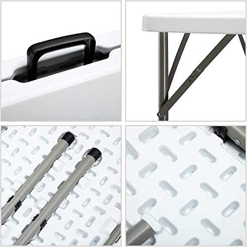 Masa plianta patrata 87 cm HollyHOME, alba, compacta pentru balcon si