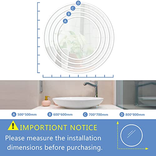 Oglinda baie LED rotunda 50 cm + Touch + Anti-aburire + Dimabila