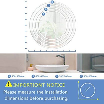 Oglinda baie LED rotunda 50 cm + Touch + Anti-aburire + Dimabila
