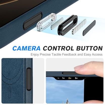 Husa iPhone 16 Pro 6.3 SHIELDON piele MagSafe, butoane metal, slim