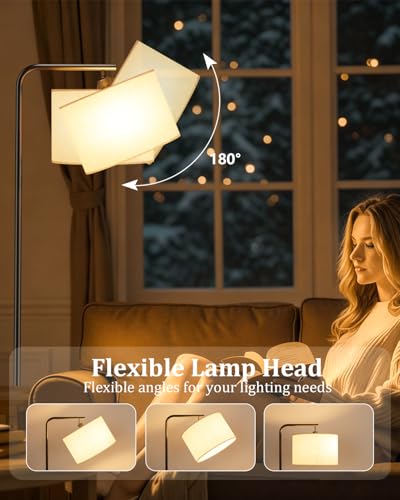 Topiwen lampa de podea moderna, dimabila, cu telecomanda si intrerupator de picior, 11 temperaturi culoare 3000-6000K, LED 8W economic, metal, pentru living si birou