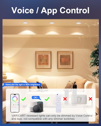 Spoturi LED incastrate smart 10W RGB Bluetooth, set 6 buc, Alexa, 2700K
