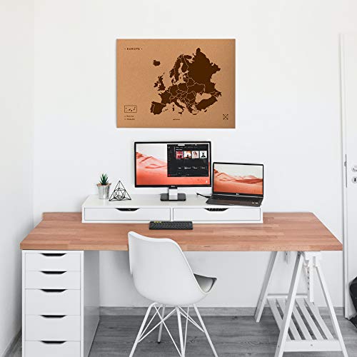 Harta decorativa din pluta Woody Map XL + Miss Wood + Europa, maro
