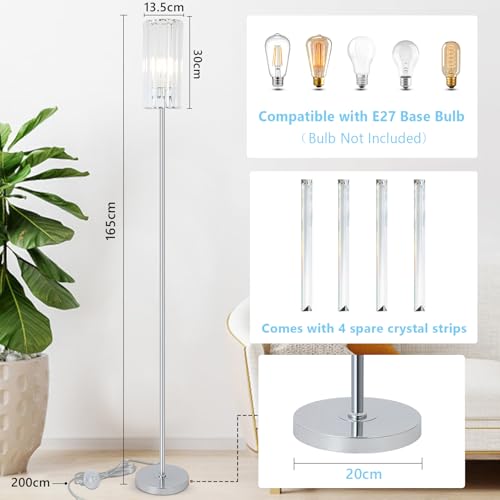 Lampa de podea moderna cu abajur din sticla si comutator pe pedala