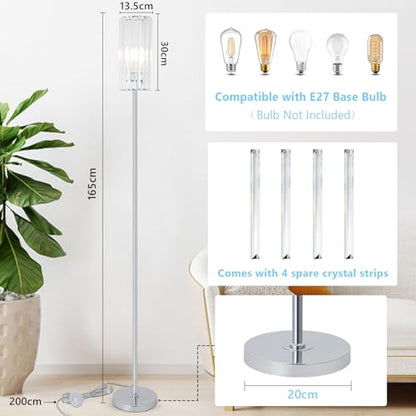 Lampa de podea moderna cu abajur din sticla si comutator pe pedala