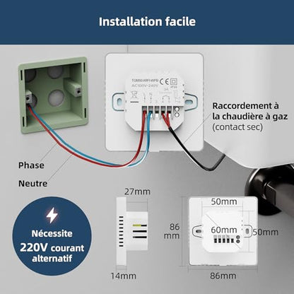 Termostat inteligent WiFi TGM50 Beok, touch, programabil, Tuya, 3A