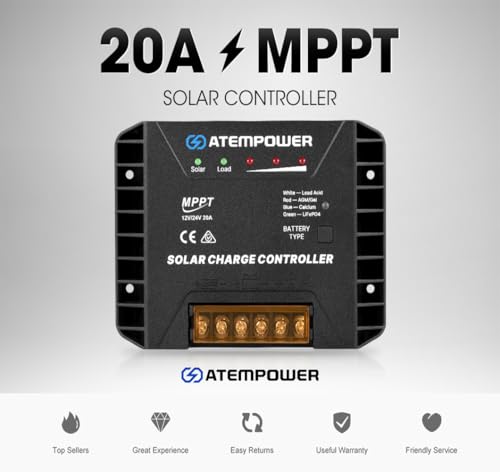 Controller MPPT 20A 12V/24V ATEM POWER + incarcare automata PV