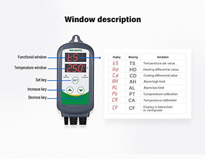 Inkbird Termostat Digital Wireless ITC-308-WiFi, Control Temperatura pentru Incalzire si Racire, WiFi si Aplicatie Mobila