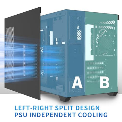 Carcasa PC Mid Tower ATX Y6 MUSETEX + sticla 270° + USB-C, Neagra