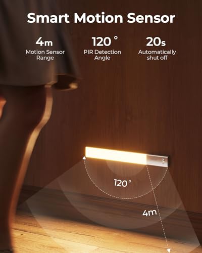 Lampa LED cu senzor miscare sub dulap, set 2 bucati FULEN, 2 surse lumina