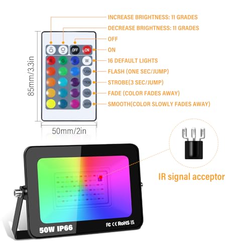 Proiector LED exterior 50W RGB cu telecomanda IP66 dimabil PICAA
