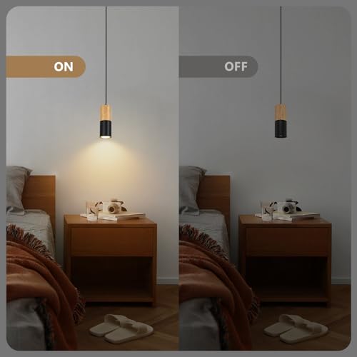 Lampa suspendata LED, Set 3 pendule VONCI, 3 becuri GU10 incluse, Ideala pentru Dormitor, Living, 20 cm, Negru