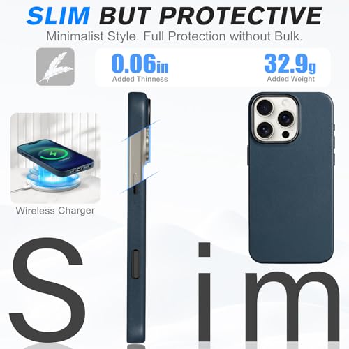 Husa iPhone 16 Pro 6.3 SHIELDON piele MagSafe, butoane metal, slim