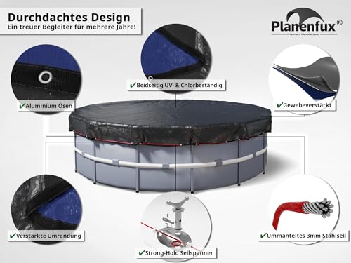 Prelata Piscina Rotunda Planenfux, pentru piscine cu diametru 550 cm, 2 in 1 Rezistenta UV, diametru 610 cm