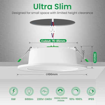 Spoturi LED incastrabil 6W IP65 dimabil, set 12 buc - Alusso Lighting