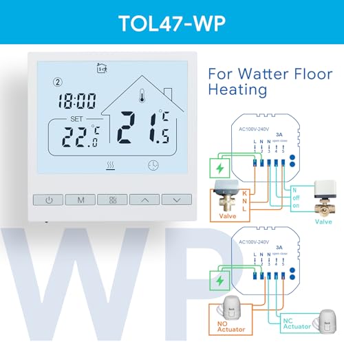 Termostat digital programabil TOL47-WP BEOK, incalzire pardoseala apa