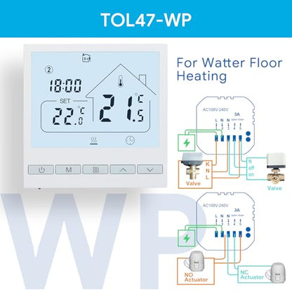 Termostat digital programabil TOL47-WP BEOK, incalzire pardoseala apa