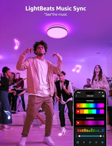 Plafoniera smart Ø29cm 24W 1800lm RGB+CCT Lepro AI, IP44, Music Sync