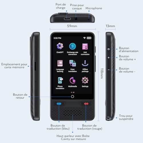 Translator vocal S85 Voice Translator AI, 138 limbi online, offline