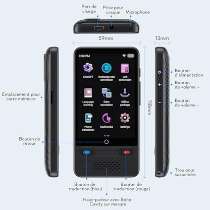 Translator vocal S85 Voice Translator AI, 138 limbi online, offline