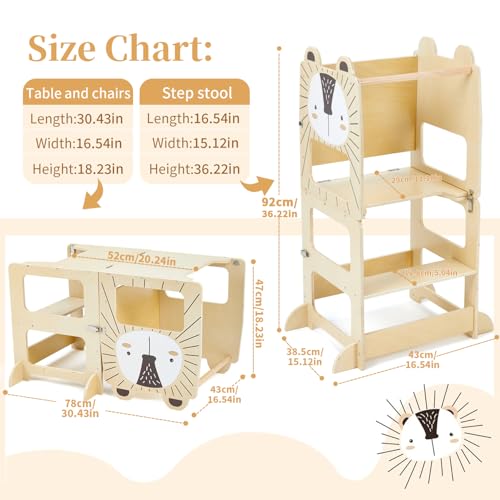 Turn Montessori pliabil 2-in-1 + Scaun labebe, format mare, de la 1 an