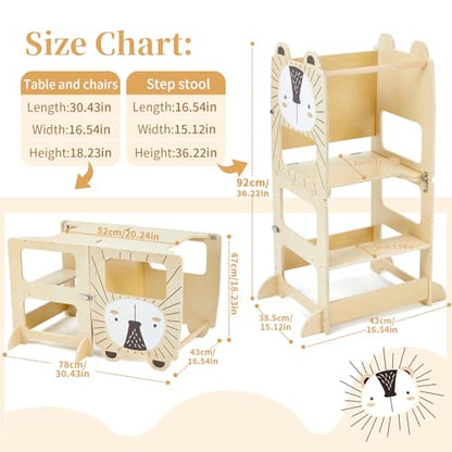 Turn Montessori pliabil 2-in-1 + Scaun labebe, format mare, de la 1 an