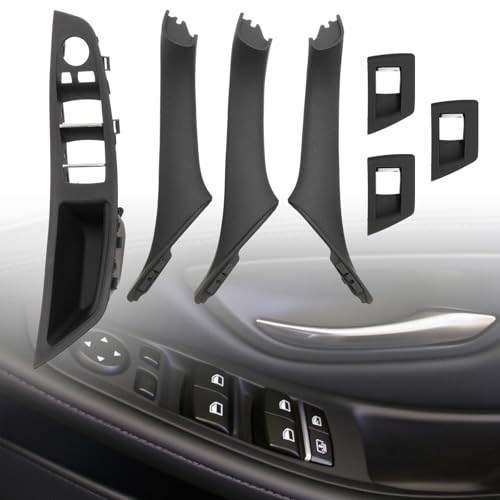 Set manere usa pentru BMW Seria 5 F10/F11 (520/530), maner interior + capace comenzi geam, partea sofer si pasager