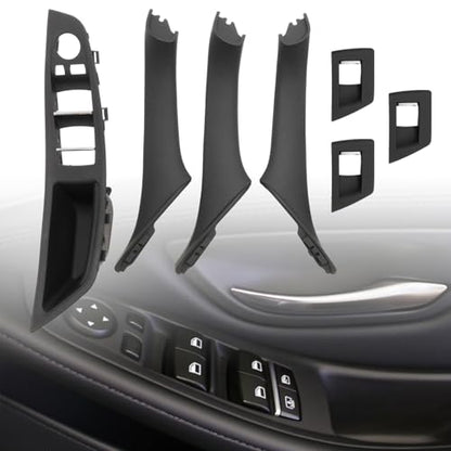 Set manere usa pentru BMW Seria 5 F10/F11 (520/530), maner interior + capace comenzi geam, partea sofer si pasager