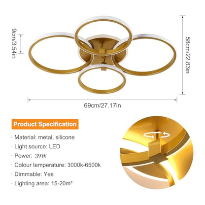Plafoniera LED Riserva 39W Riserva, dimabila 3000K-6500K cu telecomanda