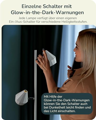Lampa de podea dimabila cu 2 lumini independente EDISHINE, 3000K, alba