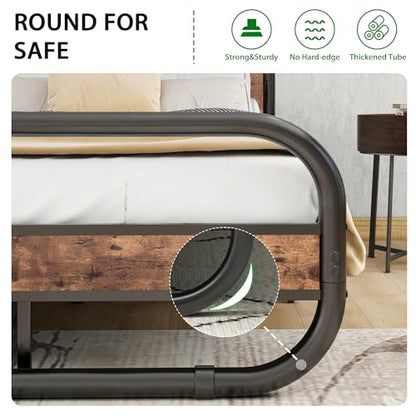 Cadru pat metal-lemn 120x200 cu somiera si spatiu depozitare HOMERECOMMEND