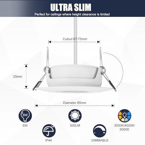 Set 6 Spoturi LED 6W Incastrate Dimmabile 230V Lumina Calda si Rece