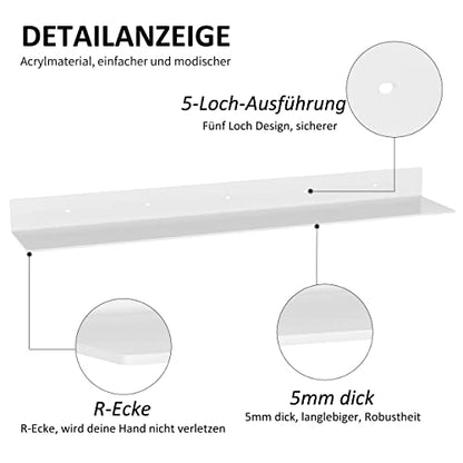 Rafturi acrilice perete 36 inch set 2 - Generic - albe, montaj rapid, organizare